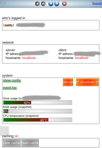 Admins area scrolled down